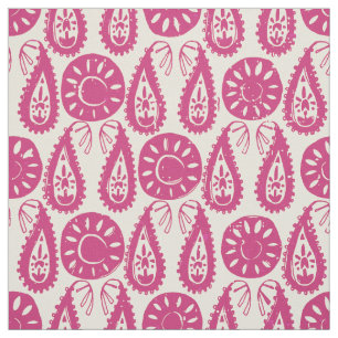 Tecido marfim rosa do bloco paisley