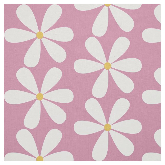 Tecido Margarida branca sobre fundo rosa (Modelo)
