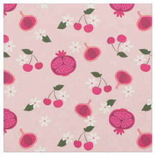 Tecido margarida floral de fruta de romã rosa