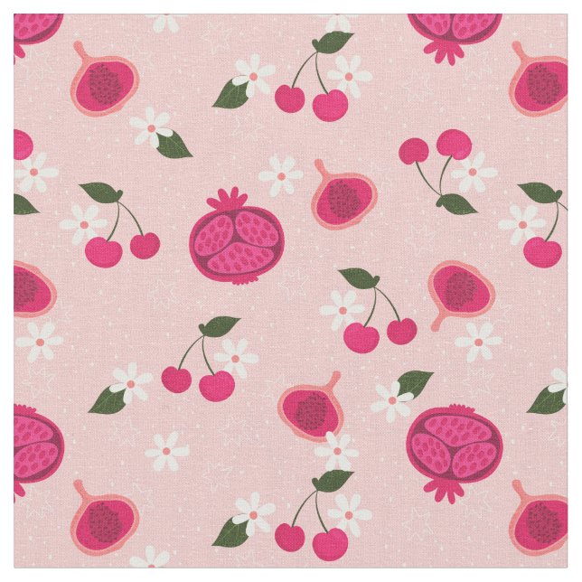 Tecido margarida floral de fruta de romã rosa (Detalhe)