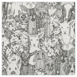 Tecido margherita menagerie pizza party black