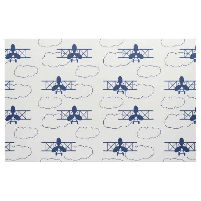 Tecido Marinho azul de nuvens de avião de Vintage (Fat Quarter)