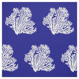 Tecido Marinho Azul E Branco Decor Coral