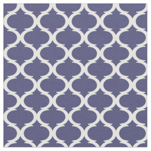 Tecido Marinho Azul e Branco Hamptons Quatrefoil Trellis