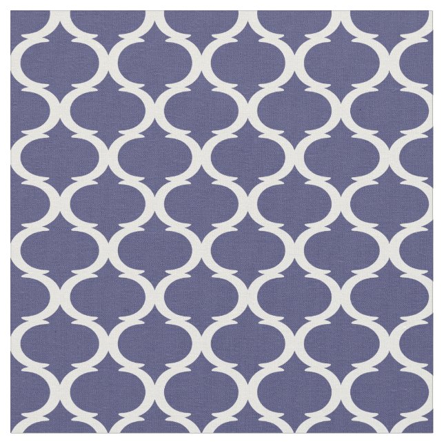 Tecido Marinho Azul e Branco Hamptons Quatrefoil Trellis (Detalhe)