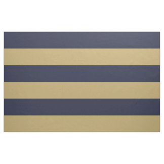 Tecido Marinho Azul e Dourado Amplas faixas Grande Escala