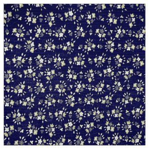 Tecido Marinho Azul e Ivory Vintage Floral