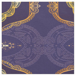 Tecido Marinho Azul e/ou Violeta com Mandalas Douradas