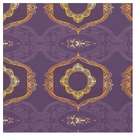 Tecido Marinho Azul e/ou Violeta com Mandalas Douradas
