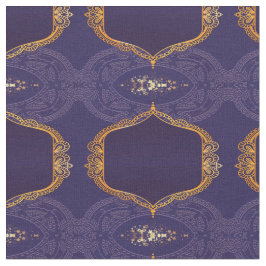 Tecido Marinho Azul e/ou Violeta com Mandalas Douradas