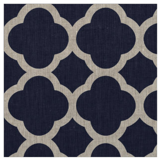 Tecido Marinho Azul Moderno Quatrefoil Grande Escala
