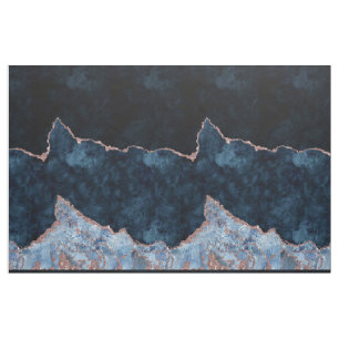 Tecido Marinho Azul Rosa Dourado Aquarela Agate Marble Do