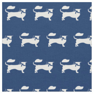 Tecido Marinho de Cão de Dachshund Weiner Miniatura Azul