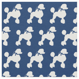 Tecido Marinho de Poodle Dog Silhouette Azul