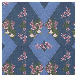 Tecido Marinho e textura de nervuras azul-claro com flore