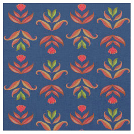 Tecido Marinho Elegante Arte Foliar Floral Russo Cozy Que