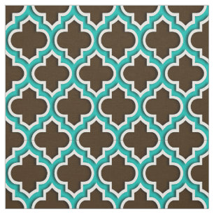 Tecido Marrom escuro, Quatrefoil marroquino teal #5DS
