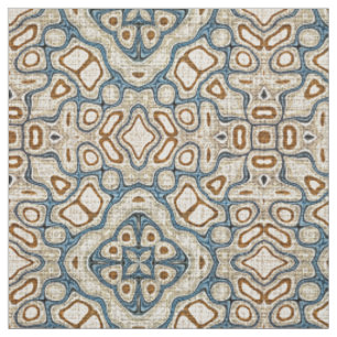 Tecido Marrom Teal Azul Taupe Padrão Estilo Batik Bali