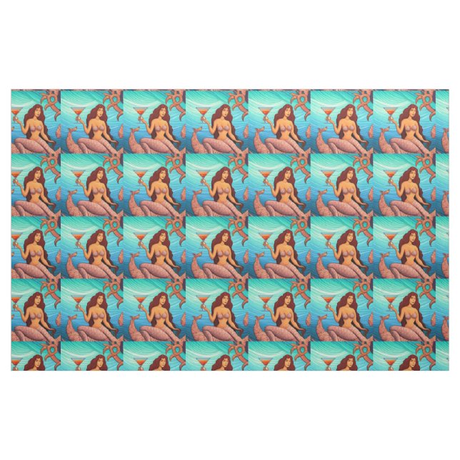 Tecido Martini Mermaid Thunder_Cove de cabelos longos (Fat Quarter)