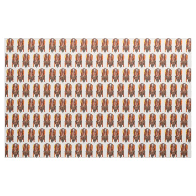 Tecido máscaras africanas esculpidas em branco (Jarda)