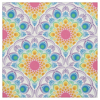 Tecido Maximalista Rainbow Floral Fountain Art Deco Scale