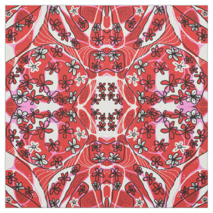 Tecido Máximo Floral Neuro Art - Rosa Vermelho