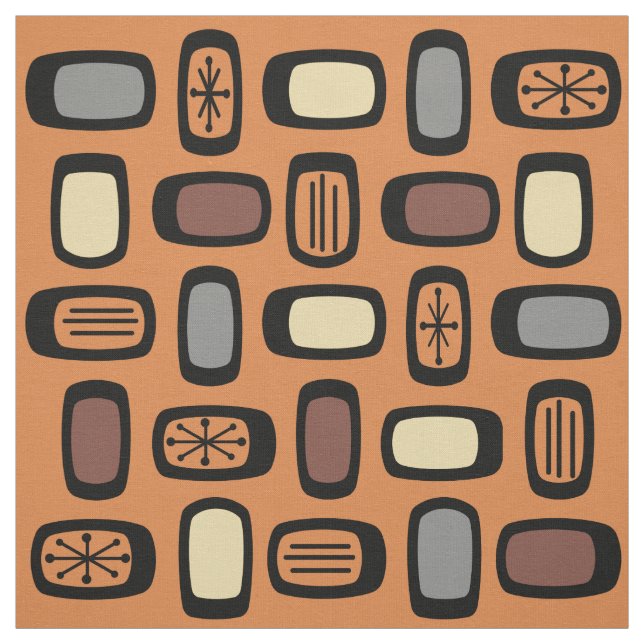 Tecido MCM Arredondado do Meio-Século Laranja Marrom (Modelo)