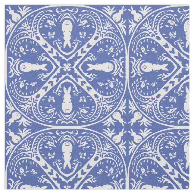 Tecido Medalhão de Coelho Azul Médio (Modelo)