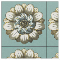 Medalhão Floral ornamentado sobre fundo azul claro