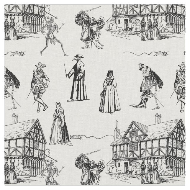 Tecido médico da peste gótico medieval esqueleto toile (Detalhe)