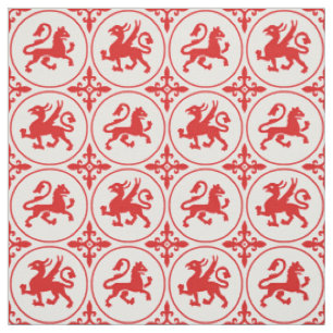 Tecido Medieval dos Leões e Griffins