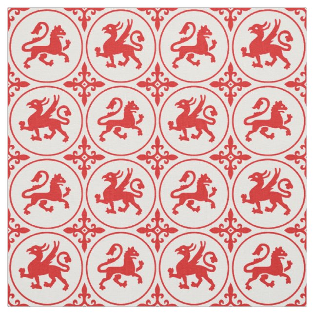 Tecido Medieval dos Leões e Griffins (Modelo)