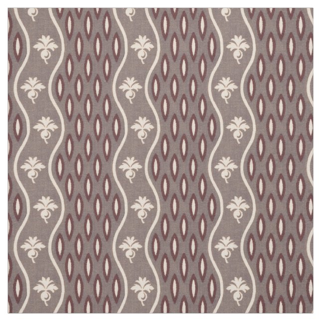 Tecido Médio-1800s Faixa ondulada, Cinzas e Borgonha (Modelo)