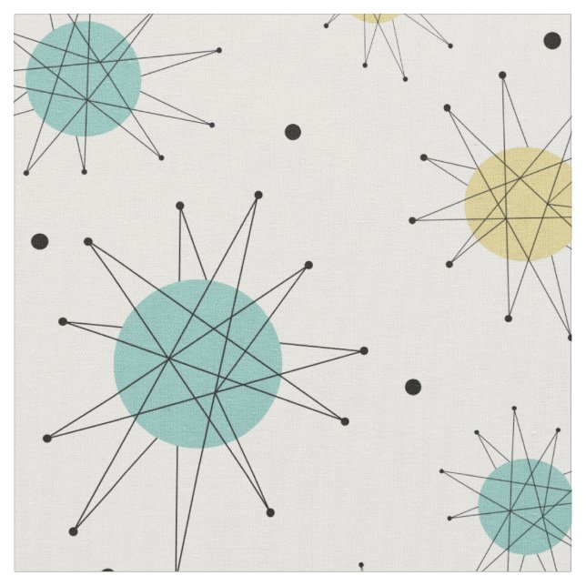 Tecido Médio Azul Aqua Amarelo Franciscano Starburst sécu (Detalhe)