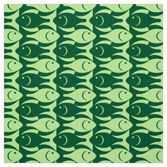 Tecido Médio-século Peixe moderno, menta e esmeralda verd (Modelo)