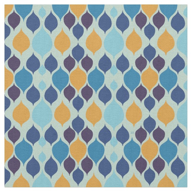 Tecido Meio século 1960s Geométrico Azul (Detalhe)