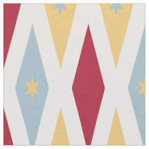 Tecido Meio século de Ouros Amarelos Vermelhos e Estrelas