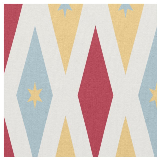 Tecido Meio século de Ouros Amarelos Vermelhos e Estrelas (Detalhe)