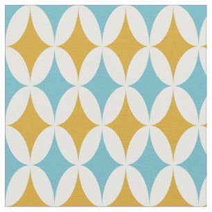 Tecido Meio século de Ouros Azuis de Turquesa Laranja Ret