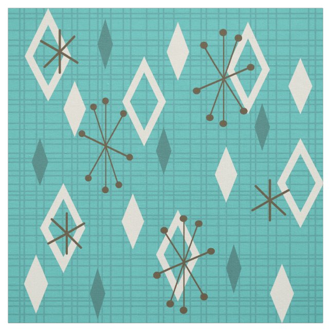 Tecido Meio século Diamantes Starbursts Turquoise (Modelo)