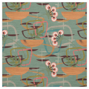 Tecido meio século Modern Flores de Estilo de Anos 50