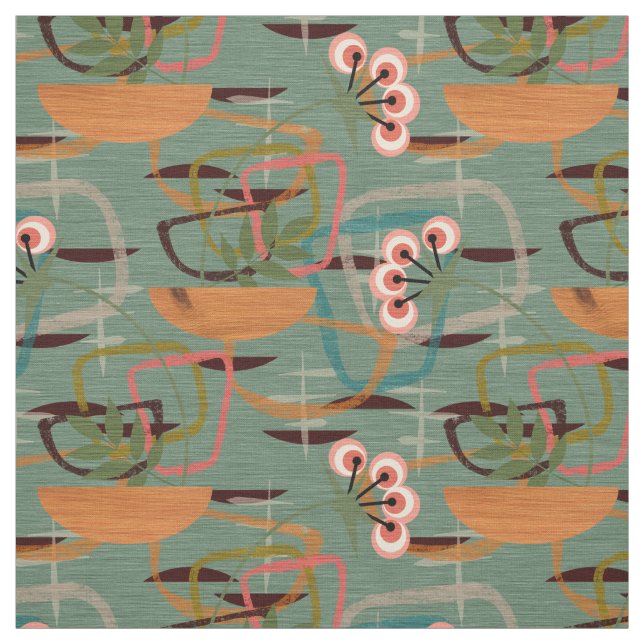 Tecido Meio século Modern | Flores de Estilo de anos 50 (Modelo)