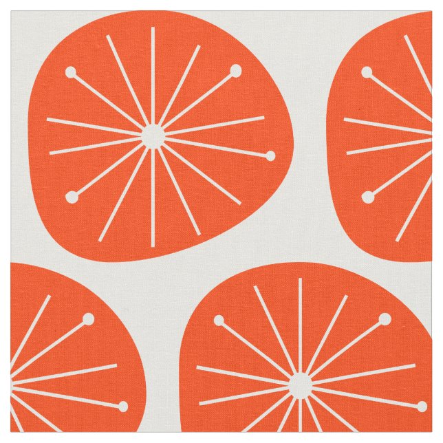 Tecido Meio século Moderno do Starburst de Fatias Laranja (Detalhe)