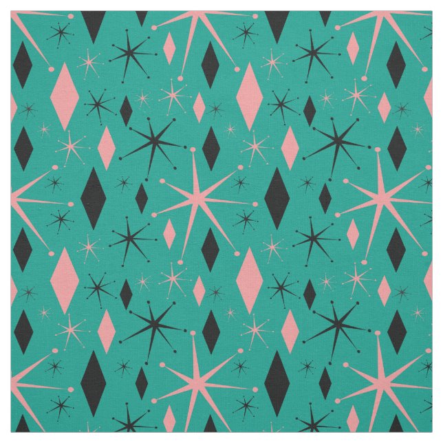 Tecido Meio século retro Starburst e diamantes (Modelo)