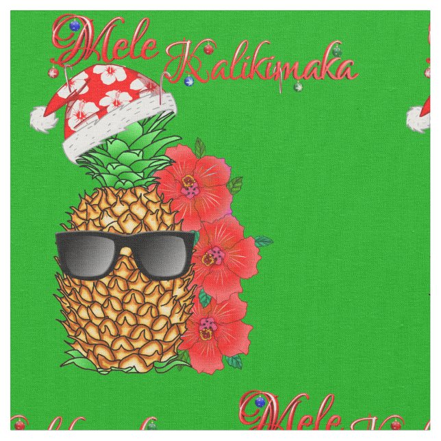 Tecido Mele Kalikimaka Abacaxi de Natal (Detalhe)