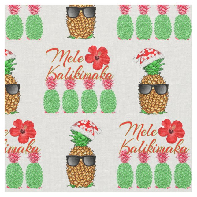 Tecido Mele Kalikimaka Hawaiian Pineapple Feliz Natal (Detalhe)