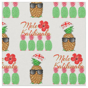 Tecido Mele Kalikimaka Hawaiian Pineapple Feliz Natal