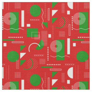 Tecido memória do natal vermelho vintage geométrico dos a