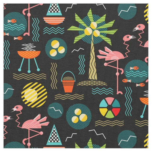 Tecido Memphis Tropical de preto (Detalhe)