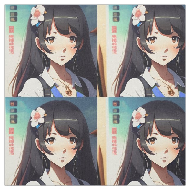 Tecido Menina de Animação Bonita (Modelo)